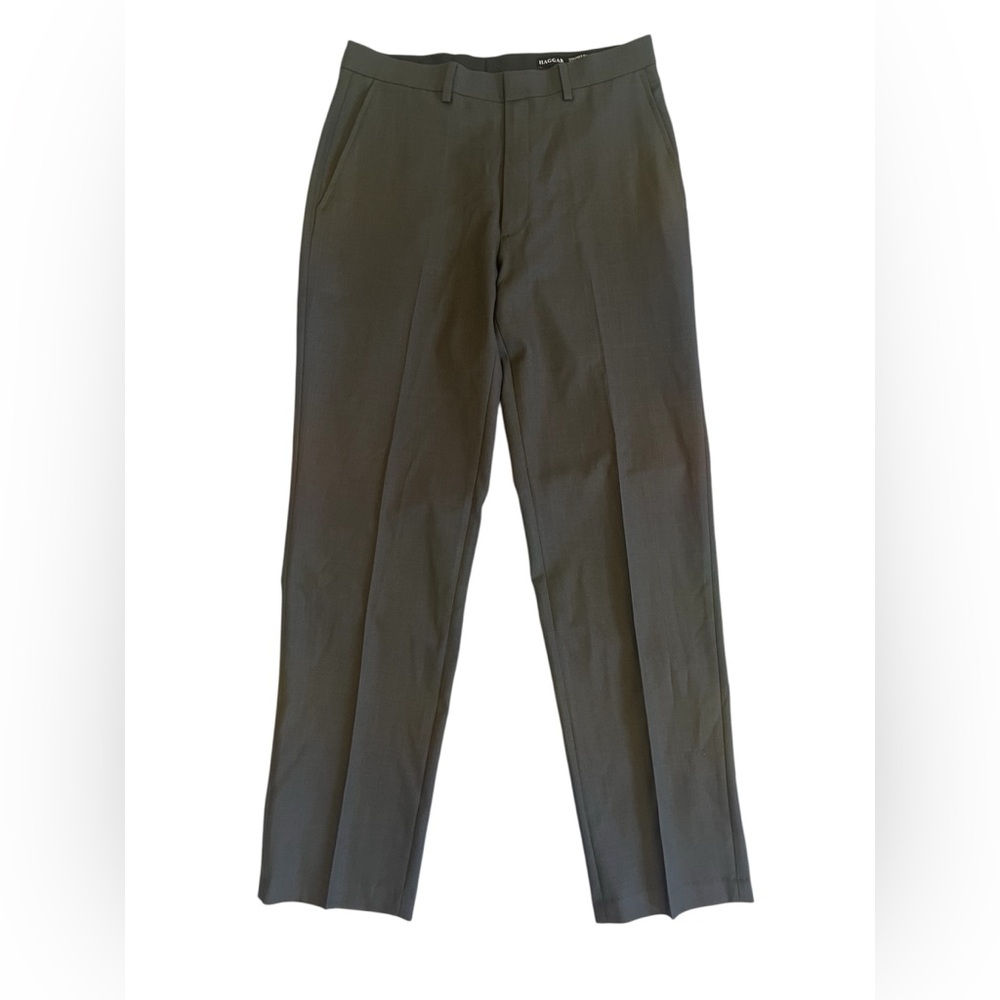 HAGGAR Men TAILORED FIT GRAY TRAVEL PERFORMANCE SUIT DRESS PANTS~32 x 32